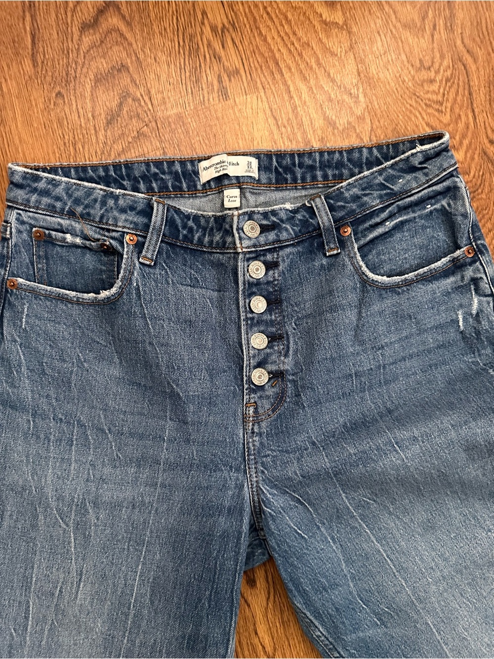 Abercrombie & Fitch Classic High-Rise Blue Jeans the skinny size 12/31 cotton - Picture 2 of 6